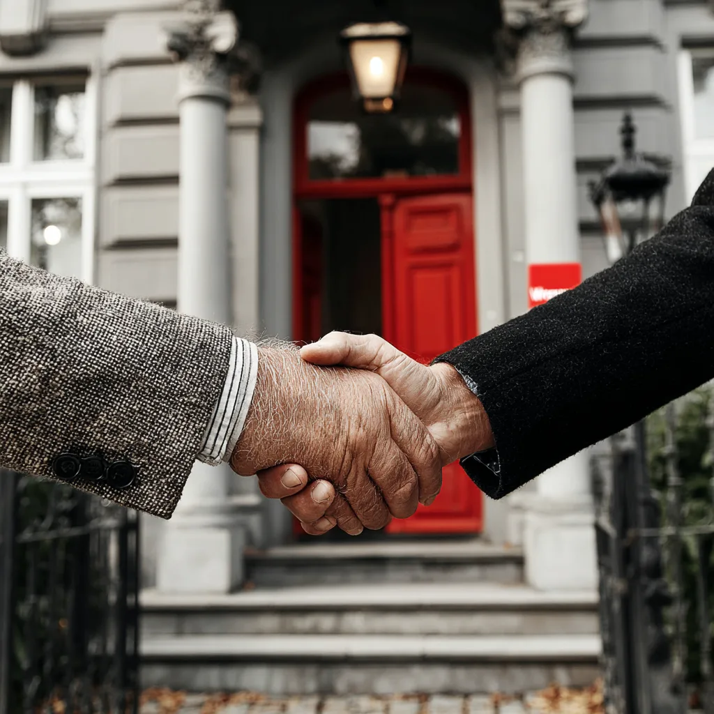 VVStrygg-teamet skakar hand med kund